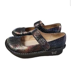 NEW Alegria by PG Lite Leather Embossed Rose Shadow MaryJane Clog Womans 6.5 - 7